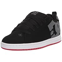 DC Men's Court Graffik Casual Low Top Skate Shoe Sneaker, Black/Grey/RED, 18
