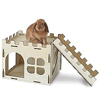 Extra Large Sturdy Bunny Castle Hideout for Indoor Rabbits Play House with Stairs Round Edges Detachable Habitats for Rabbit Guinea Pig Chinchilla Hedgehog