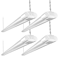 BBOUNDER 4 Pack Linkable LED Utility Shop Light, 4400 LM, Super Bright 6500K Cool Daylight, 4 FT, 48 Inch Integrated Fixture for Garage, 40W Equivalent 250W, Surface + Suspension Mount, White