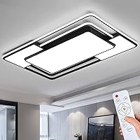 Natsen 150 W Ceiling Light LED Ceiling Light, Fully Dimmable with Remote Control, Rectangular Light for Office, Bedroom, Living Room, Study, Black