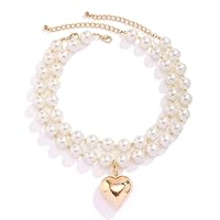 2Pcs Layered Pearl Choker Necklace for Women,Pearl Beaded Necklace White Faux Pearl Strand Necklace Dainty Jewelry Gift for Women Simple Bridesmaid Jewelry Gifts