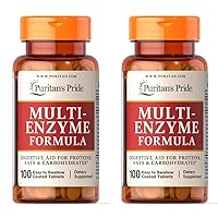 Multi Enzyme Tablets, Digestive aid for proteins, fats and carbohydrates*, 100 ct (Pack of 2)
