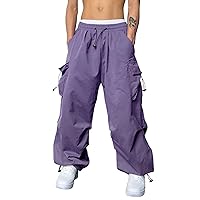 Men's Baggy Cargo Pants Trendy Casual Parachute Pants Loose Fit Harem Joggers with Pockets for Streetwear
