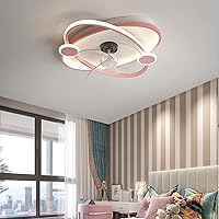 Kids Fans with Ceiling Lights 3 Speed Silent Fan with Remote Control Led Dimmable Ceiling Lights with Timer for Bedroom Living Room Dining Room Fan Lighting/Pink