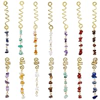 SUPERFINDINGS 14pcs 7 Colors Braids Hair Jewelry with Natural Stone Pendant Crystal Spiral Loc Jewelry Crystal Dreadlock Accessories Hair Charms for Woman Braids Hair Jewelry