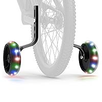 Spark Light-Up Training Wheel Accessory, Includes Motion Activated Light-Up Wheels, 4 Inch Wheels, Fits Most Bike Wheels From 12” to 20”, Steel Brackets, Ages 3+, Black, JSPARK-BLK