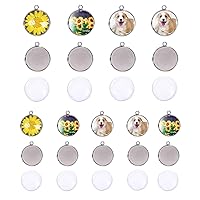 LANBEIDE 25mm + 12mm Stainless Steel Pendant Trays for Jewelry Making Kits, 40 Pcs 25mm Bezels with 40Pcs 25mm Clear Cabochons, 50 Pcs 12mm Bezels with 50Pcs 12mm Clear Cabochons