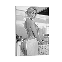TUGHUI Tatiana Kotova Poster Russian Sexy Model Actress Room Decorated Black And White Poster3 Canvas Painting Wall Art Poster for Bedroom Living Room Decor 08x12inch(20x30cm) Frame-style