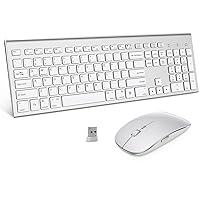 Wireless Keyboard and Mouse Combo - FEDARFOX Dual System Switching Ergonomics Slim Compact Full-Size Keyboard Silent Mouse for Laptop PC,Fully Compatible with mac,iMac,Windows (Silver)