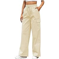 Cargo Pants for Women 2024 High Waisted Straight Wide Leg Pants Lightweight Workout Hiking Pants Trousers with Pockets