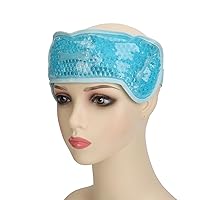 Gel Hot Cold Compress Ice Head Pack with Strap, PVC Forehead Cooling Pad for Headache Relief Reusable Head Cold Pack for Kid Adult, Blue