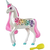 Dreamtopia Unicorn, Brush 'n Sparkle Interactive Toy with Lights & Sounds, Magical Brush Accessory, White Unicorn with Pink Mane & Light-Up Stars