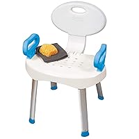 Carex E-Z Bath and Shower Seat with Handles - Shower Chair with Back for Elderly, Seniors, Handicap - Sturdy Frame - Supports Up to 300 Pounds