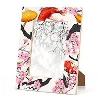 Cartoon Japanese Koi Fish Sakura Wood Picture Frames Fits 4X6 Inch Photos.With Hooks and Brackets, Can be Displayed Vertically or Horizontally on Table or Wall,2 packs