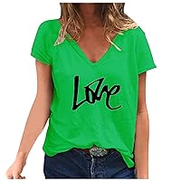 Custom T Shirt Front and Back Summer Casual Printed Fashion Short-Sleeved V-Neck T-Shirt Tops Women's Women's