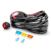 Nilight 14AWG Wiring Harness Kit - 1 Lead Heavy Duty 12V On-Off Switch Power 40 Amp Relay Blade Fuse for Off Road LED Work Light Bar, White