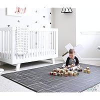 Comfort Design Mats | Premium Stylish Foam Floor Mat, Baby Play Mat | Cushy-Soft & Thick, Easy-to-Clean, Hypoallergenic, Non-Toxic, Pet-Friendly | One Piece - Large Black Linen