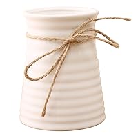 5.7inches Modern Ribbed Design Small White Ceramic Decorative Tabletop Centerpiece Vase/Flower Pot