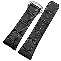 Genuine Leather Watch Strap for Omega Constellation Double Eagle Series Men Women 17mm 23mm Watchband (Color : Black, Size : 23mm Silver Clasp)