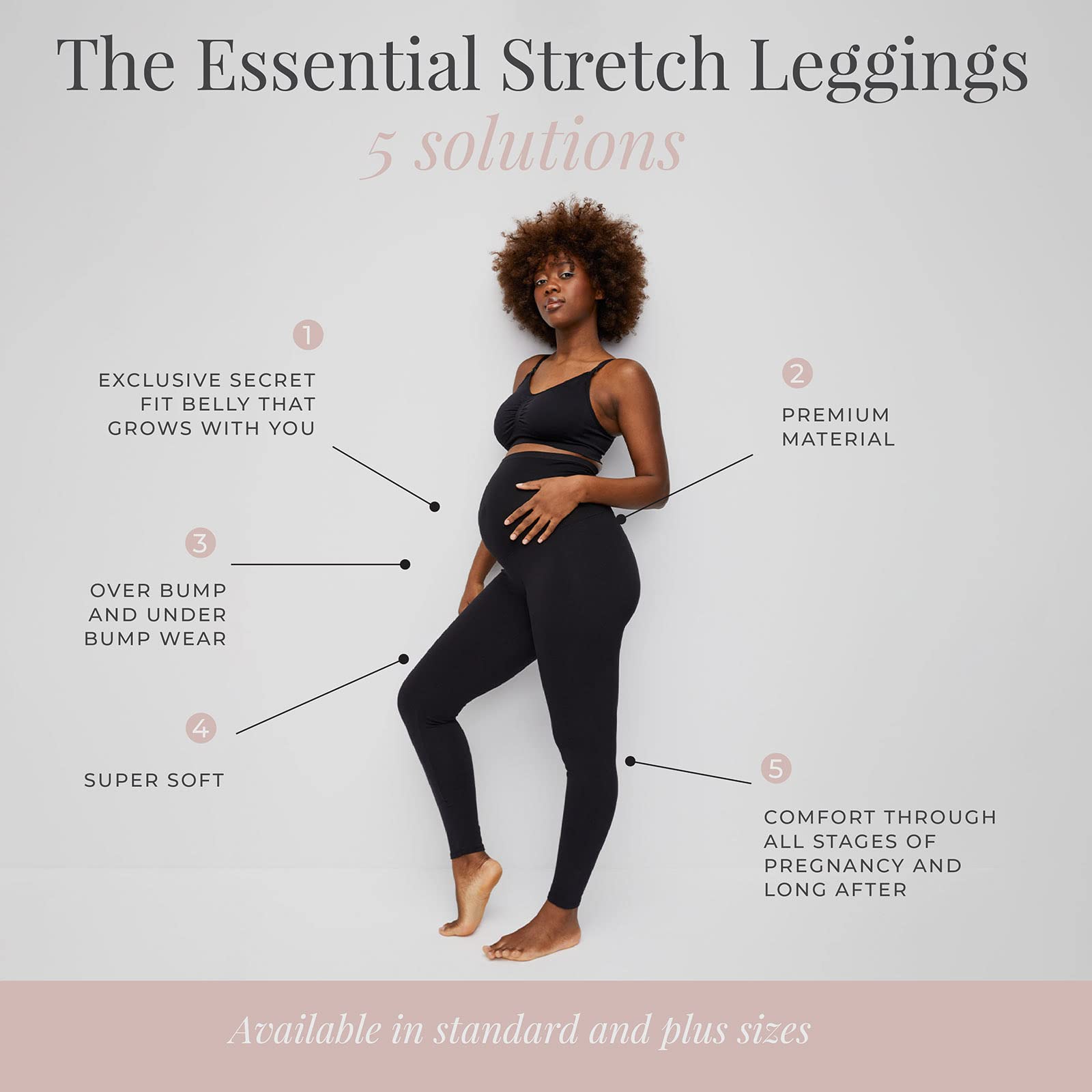 Motherhood Maternity Women's Essential Stretch Secret Fit Over the Belly Leggings Full Length & Crop Length XS-3X 1 & 2 Packs