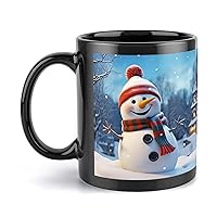 Mugs Large Porcelain Mug Happy Snowman Ceramic Steeping Mug with Handle Porcelain Coffee Cups Funny Mug Tea Cups with Handle for Men Women
