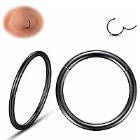 Yrogcu Nose Ring Lip Rings Septum-Clicker:8G 10G 12G14G 16G 18G 20G Dia.6mm 8mm 10mm 12mm 14mm 16mm Hinged Nose Piercing Hoop Ring Sleeper Earring Helix Rook Conch Cartilage Daith Tragus Earrings Nose Piercing Jewelry