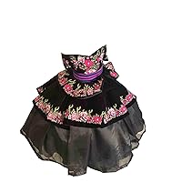 Floral Flower Embroidered Velvet Mini Quinceanera Dresses for Toddler Little Girls Pageant Prom Dress Off The Shoulder 2024