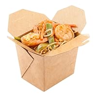 Restaurantware Bio Tek 8 Ounce Chinese Take Out Boxes 200 Greaseproof Food To Go Boxes - Tab-Lock Microwave-Safe Kraft Paper Take Home Boxes Recyclable For Restaurants Catering And Parties