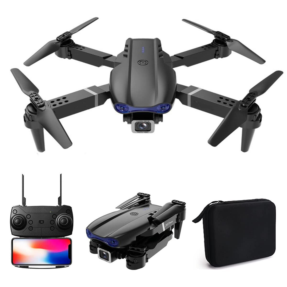 Drone with 1080P Dual HD Camera - 2022 Upgradded RC Quadcopter for Adults and Kids, WiFi FPV RC Drone for Beginners Live Video HD Wide Angle RC Aircraft, Trajectory Flight, Auto Hover, Carrying Case