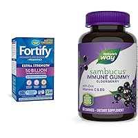 Nature's Way Fortify Extra Strength Probiotics for Women + Prebiotic & Sambucus Elderberry Immune Gummies, Daily Immune Support