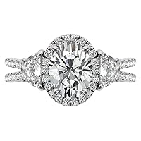 HNB Gems 6 TCW Oval Moissanite Engagement Ring Wedding Bridal Ring Sets Solitaire Halo Style 10K 14K 18K Solid Gold Sterling Silver Anniversary Promise Ring
