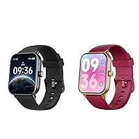ENOMIR 2 Pack Smart Watch （W19 Black and W19 Red） Bundle
