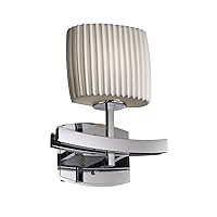 Justice Design Group Limoges 1-Light Wall Sconce - Polished Chrome Finish with Pleats Translucent Porcelain Shade