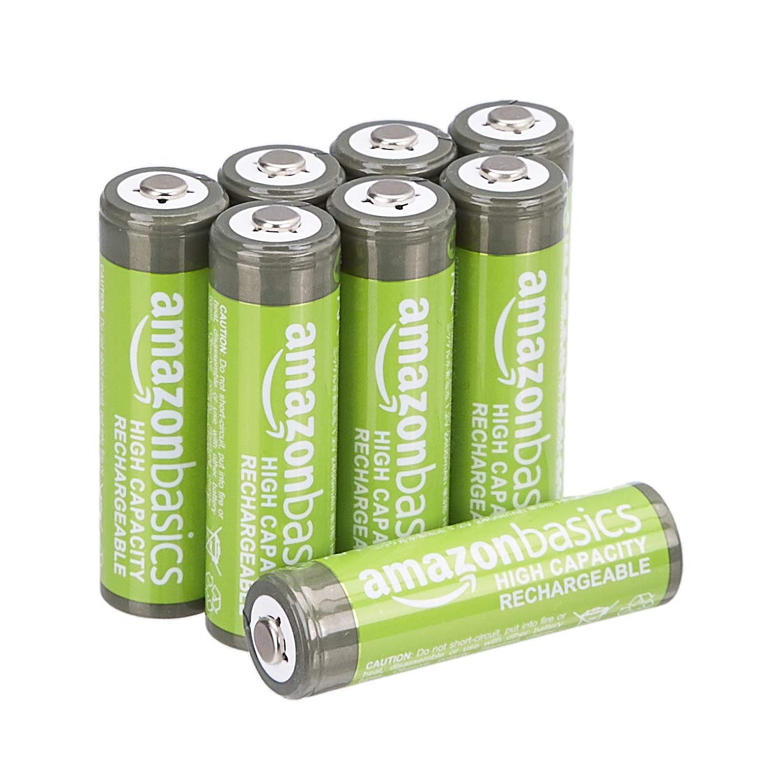 Amazon Basics 8-Pack AAA Rechargeable Batteries, 800 mAh, Pre-Charged & AA High-Capacity Ni-MH Rechargeable Batteries (2400 mAh), Pre-Charged - Pack of 8