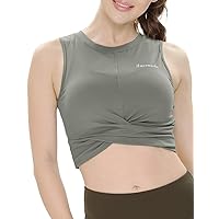 QUEENIEKE Women's Yoga Crop Top Tank Workout Gym Tee Top Athletic Shirt 19106