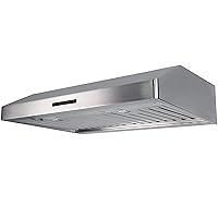 Pacific Economy Pro Under Cabinet Ducted Range Hood 30 inch - 850 CFM 3-Speed Powerful Kitchen Vent Hood - Electric Stainless Steel - Ultra Quiet, Glass Touch Control, 6W LED Lights PR6830AS