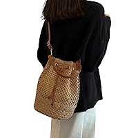 Woven Handbag Women Summer Beach Bag Crochet Handbag Ladies Straw Bag for Holiday Travel Essentials Khaki Crochet Handbag111