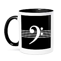 3dRose Treble G-Clef Staves Staff Black And White Music Gift Mug, 1 Count (Pack of 1)