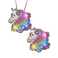 Pack of 2 Light Up Flashing Unicorn Charm Necklace