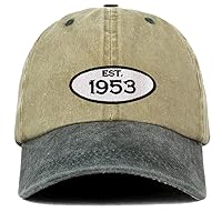 Trendy Apparel Shop Established 1954 Embroidered 70th Birthday Gift Pigment Dyed Washed Cotton Cap