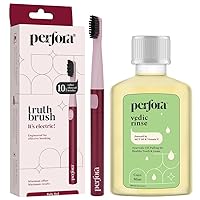 Oil Pulling & Electric Toothbrush Combo for Healthier Teeth & Gums | Dental Care for Oral Health, Detoxification & Bad Breath | Ruby Red