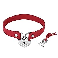 Dainty Punk Velvet Leather Choker with Silver Heart Lock Key Charms Choker Necklace Gothic Rock Adjustable Collar Simulated Leather PU Choker for Women Girl Cosplay Jewelry, Leather, leather,