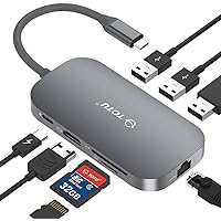 USB C Hub, 9-in-1 Type C Hub with Ethernet Port, 4K USB C to HDMI, 2 USB 3.0 Ports,1 USB 2.0 Port, SD/TF Card Reader, USB-C Power Delivery, Portable for Mac Pro and Other Type 1