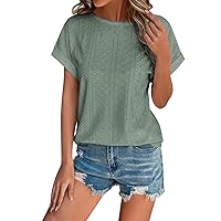 Western Shirts for Women with Feathers Women Casual Solid Color Blouse Jacquard Hollow Short Sleeved Top Women
