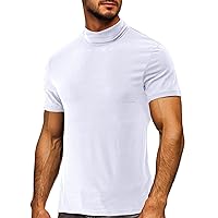 Men's Workout Shirts High Neck Gym T-Shirt Dry Fit Moisture Wicking Short Sleeve Tees Athletic Active Tops for Men