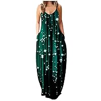 Summer Dresses for Women 2024 Sleeveless Maxi Dress Spaghetti Strap Sexy Boho Sundresses Plus Size Sun Dress