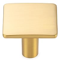 KOOFIZO Round Foot Square Cabinet Knob - Brushed Gold Pull Handle (32mm / 1.25 Inch), 10-Pack for Kitchen Cupboard Door, Bedroom Dresser Drawer, Bathroom Wardrobe Hardware