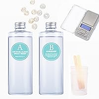 Epoxy Resin Starter Kit, Clear Epoxy Resin Easy Mix 1:1 + Pocket Scale + Counting Cups + Mixing Bars + Finger Cots for Epoxy Resin Art, Resin Casting and Coating, Resin Jewelry Making, 1L