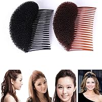 2Pcs (1 Black+1 Brown) Charming Bump It Up Volume Inserts Hair Comb Do Beehive Hair Stick Bun Maker Tool Hair Base Styling Accessories for Women Lady Girls