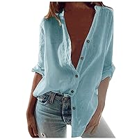 Button Down Shirts for Women Plus Size Long Sleeve Boyfriend Style Shirts Oversize Loose Fit Blouses Tops Light Blue